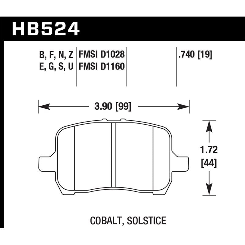 Hawk Performance Performance Ceramic Brake Pads (HB524Z.740)