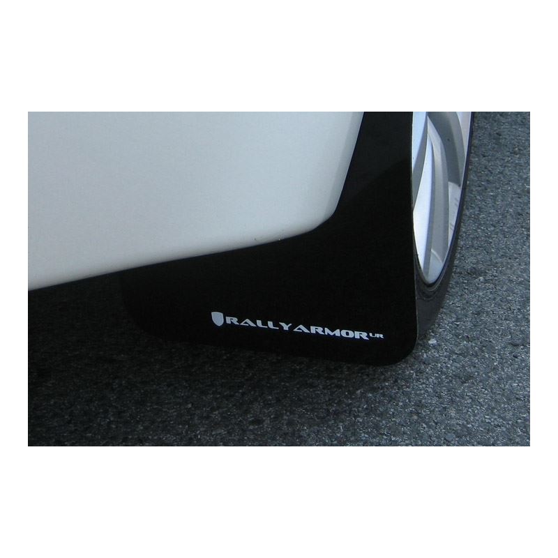 Rally Armor Black Mud Flap/White Logo for 2008-2015 Mitsubishi Lancer (MF10-UR-BLK/WH)