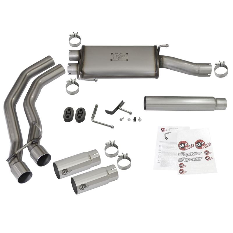 aFe Rebel Series 3 IN to 2-1/2 IN 409 Stainless Steel Cat-Back Exhaust w/ Polish Tip (49-43079-P)