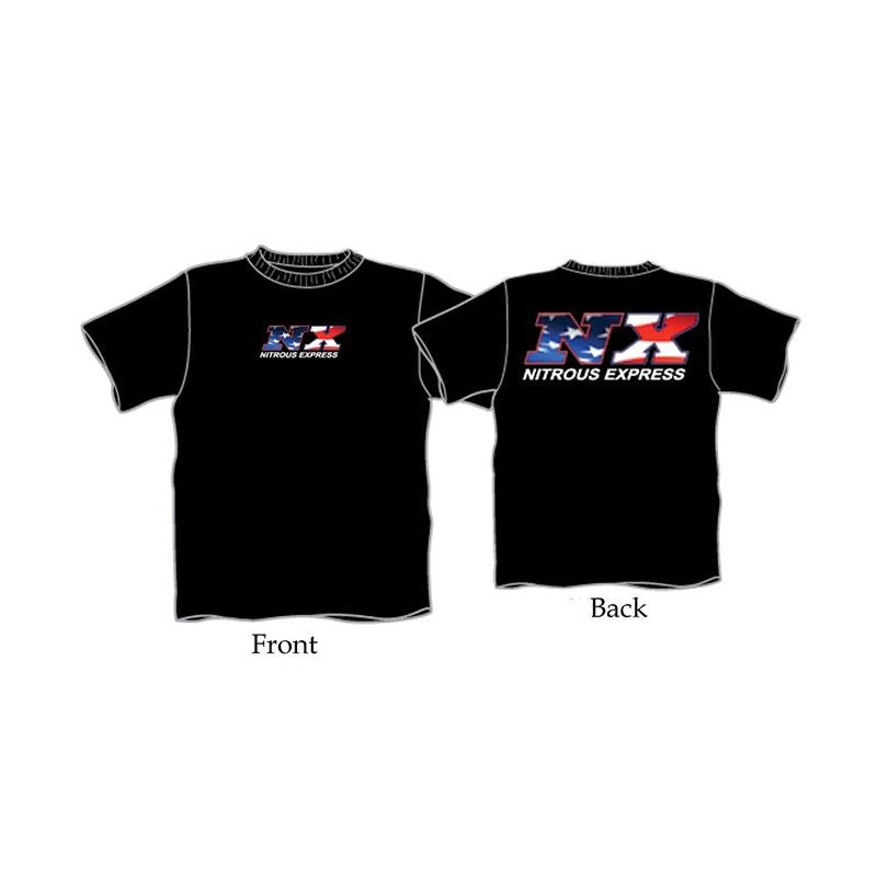 Nitrous Express Black T-Shirt with American Flag NX Logo; XXXL (16549)