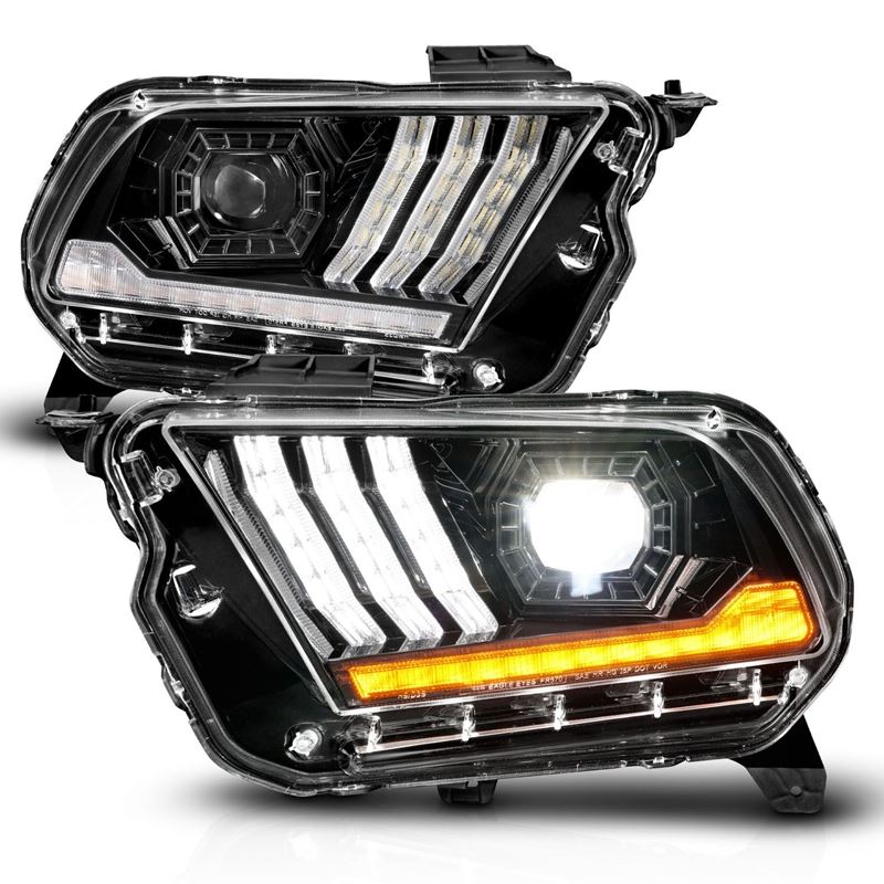 ANZO USA LED Projector Headlights w/Sequential Light Tube (NON HID Compatible) for 10-14 Ford Mustang (121577)