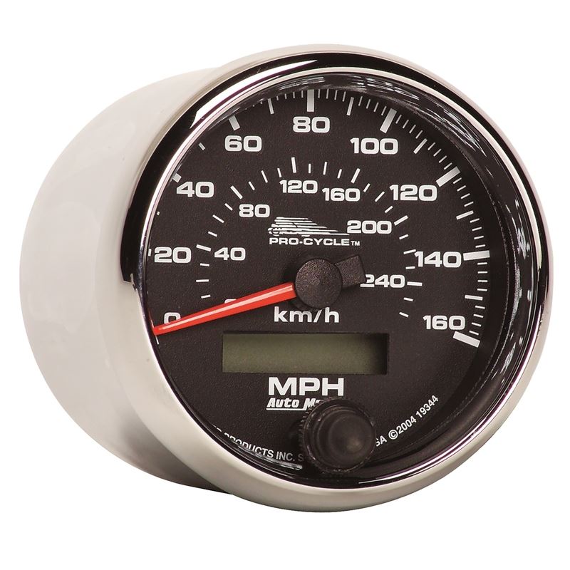 AutoMeter Pro-Cycle Gauge Speedo 2 5/8in 160 Mph/260Kmh Elec Black (19344)