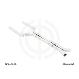 GTHAUS Meistershaft Full Cat-Back LSR Mid Resonator Delete Pipes (Full cat-back pipes) 76mm piping; Stainless Steel (BM6513001)