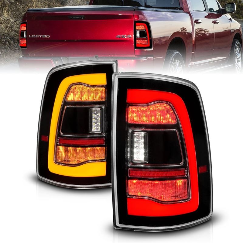 ANZO USA Sequential LED Taillights Black w/Switchback Amber Signal for 09-18 Dodge Ram 1500 (311471)