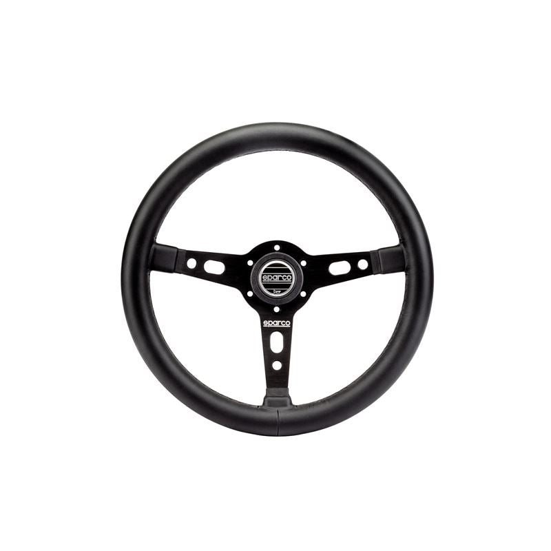 Sparco Targa 350 Racing Steering Wheel, Black Leather (015TARGA350PLNR)