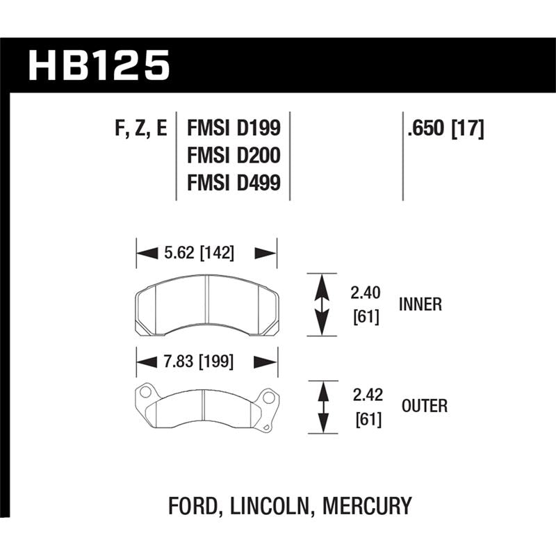 Hawk Performance Performance Ceramic Brake Pads (HB125Z.650)