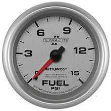 Load image into Gallery viewer, AutoMeter Ultra-Lite II 2 5/8in 0-15 PSI Mechanical Fuel Pressure Gauge (7711)