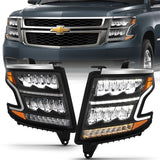 ANZO USA LED Crystal Headlight, w/Plank Style, Black Clear w/Sequential Amber, Pair, (111478)