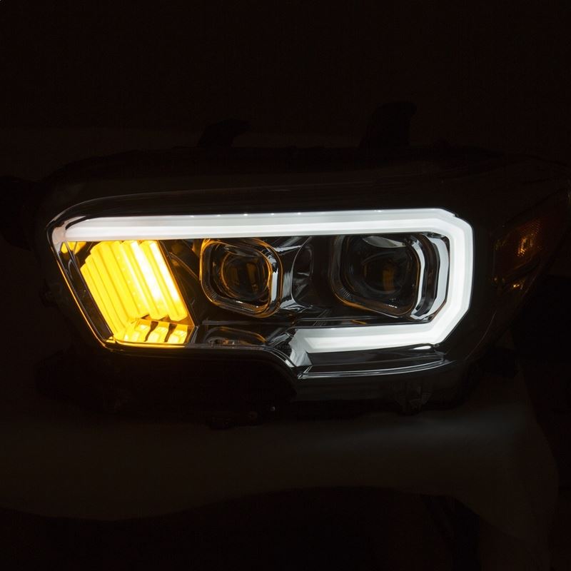 ANZO USA 2016-2017 Toyota Tacoma Projector Headlights w/ Plank Style Design Chrome/Amber w/ DRL (111380)