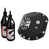 aFe Pro Series Dana 30 Front Differential Cover Black w/ Machined Fins and Gear Oil (46-71131B)