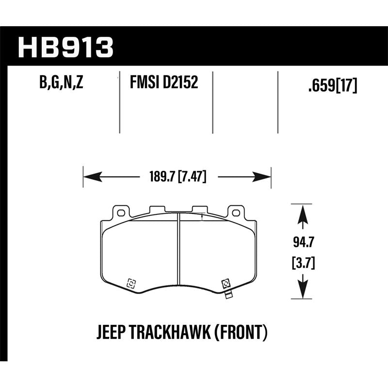 Hawk Performance HP Plus Disc Brake Pad for 2018-2019 Jeep Grand Cherokee (HB913N.659)