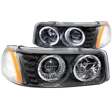 Load image into Gallery viewer, ANZO USA 1999-2006 Gmc Sierra 1500 Projector Headlights w/ Halo Black (111192)