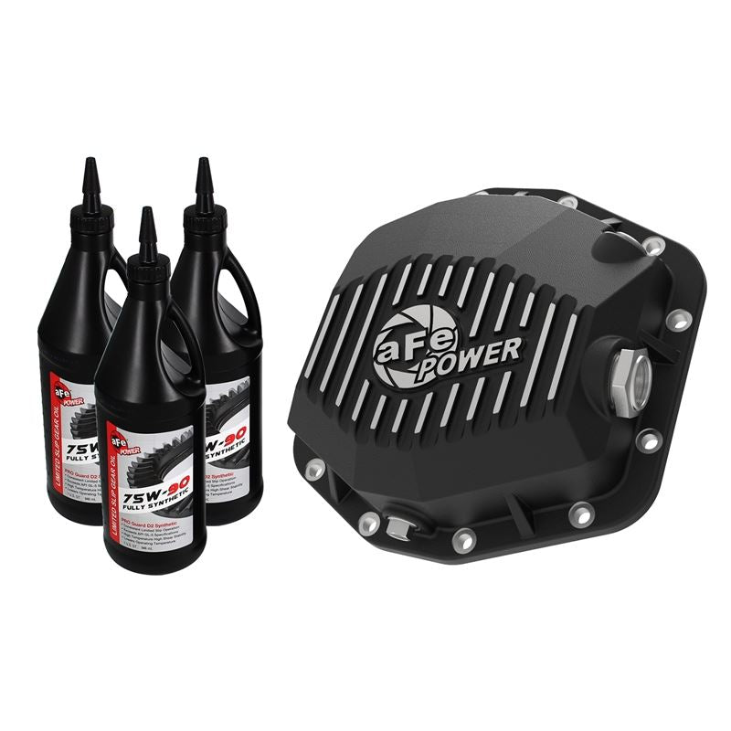 aFe Pro Series Rear Differential Cover Black w/ Machined Fins and Gear Oil (Dana M220) (46-71001B)