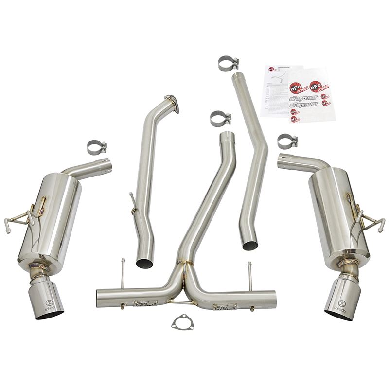 Takeda 2-1/4 to 2-1/2in 304 Stainless Steel Cat-Back Exhaust w/Polished Tips (49-36615-P)