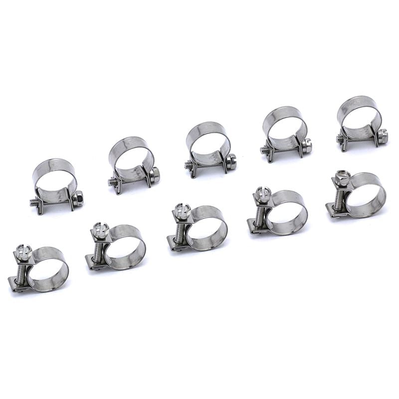 HPS #12 Stainless Steel Fuel Injection Hose Clamps 10pc Pack 25/64" 15/32" (10mm 12mm) (FIC 10 x10) (FIC-10x10)