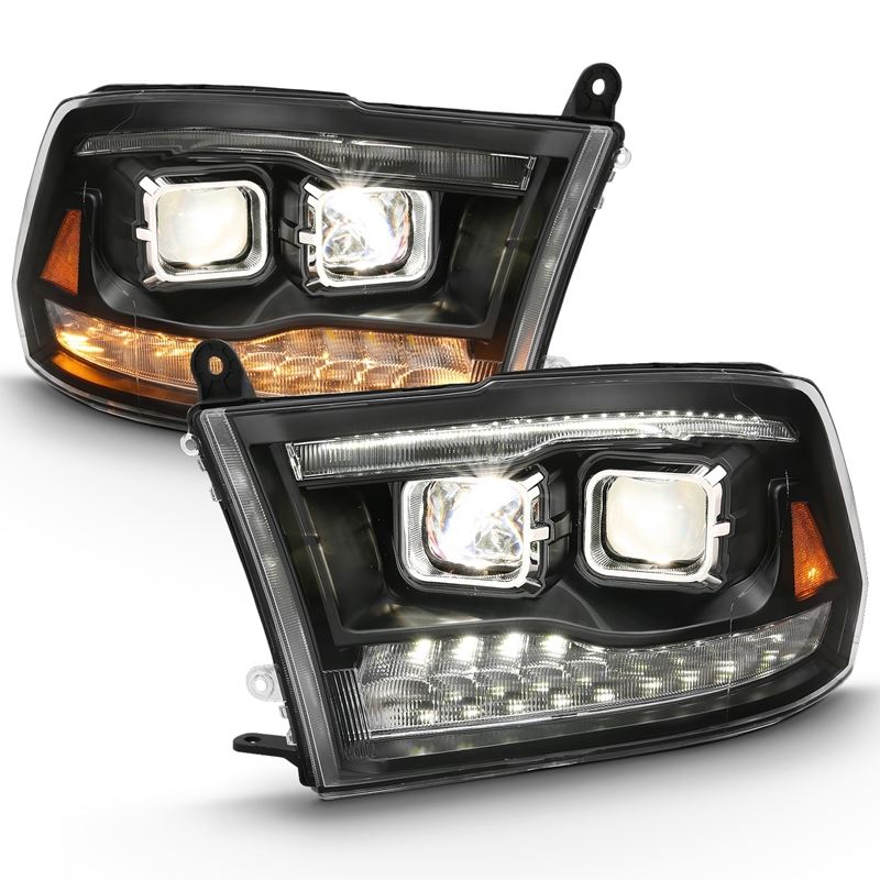 ANZO USA Projector Headlight Set w/Switchback Chrome w/Amber Pair (111442)