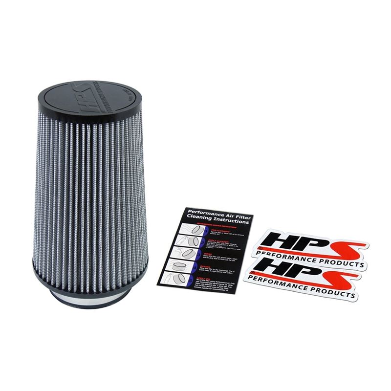 HPS High Flow Performance Air Filter,4" Flange ID,10.75" Length,Washable,Reuseable (HPS-4301)