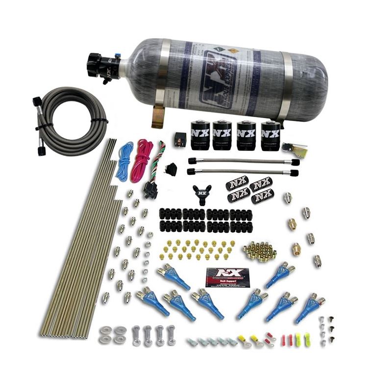 Nitrous Express 8 Cyl Shark Direct Port 4 Solenoids Nitrous Kit (200-600HP) w/Composite Bottle (90006-12)