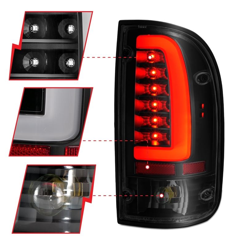 ANZO USA Tail Light Assembly, LED, Smoke Lens, Black Housing, Pair, (311354)