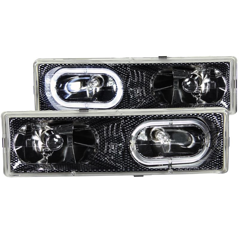 ANZO USA 1988-1998 Chevrolet C1500 Crystal Headlights Carbon w/ Halo (111005)