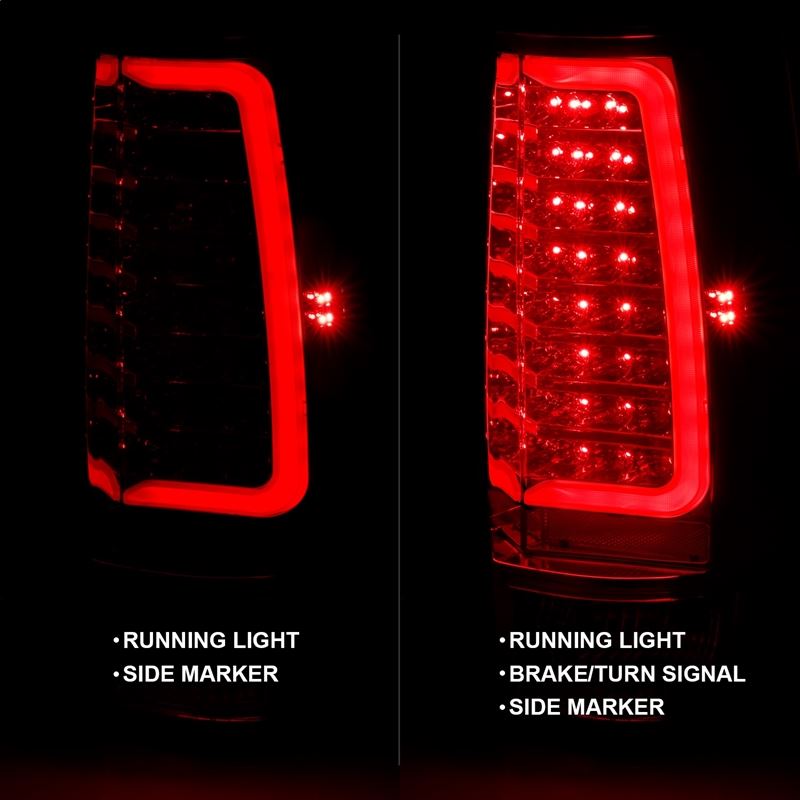 ANZO USA Tail Light Assembly, LED, Red/Clear Lens, Chrome Housing, w/Plank Style Design, Pair, (311323)