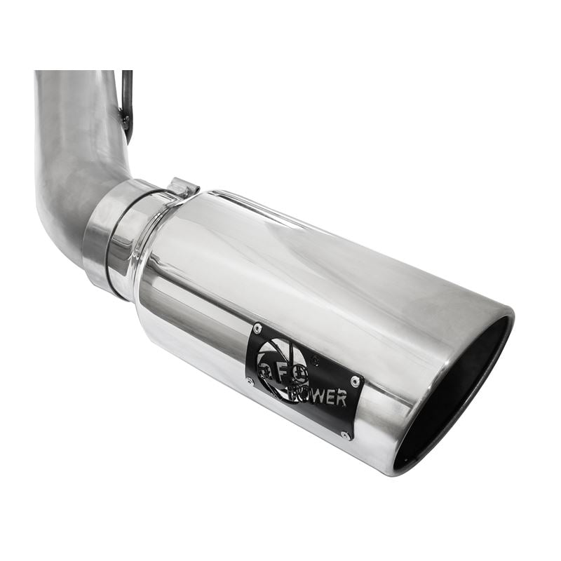 aFe Large Bore-HD 4 IN 409 Stainless Steel DPF-Back Exhaust System w/Polished Tip (49-43065-P)