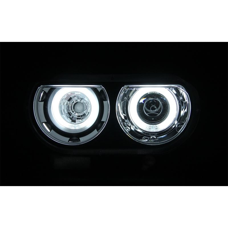 ANZO USA 2008-2014 Dodge Challenger Projector Headlights w/ Halo Black (CCFL) (121308)