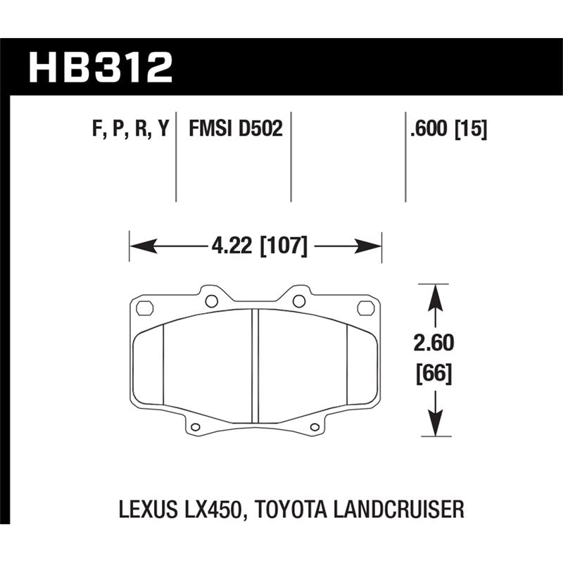 Hawk Performance HPS Brake Pads (HB312F.591)