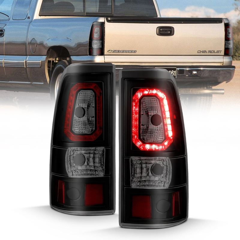 ANZO USA Tail Light Assembly, LED, Smoke Lens, Black Housing, Pair, (311325)