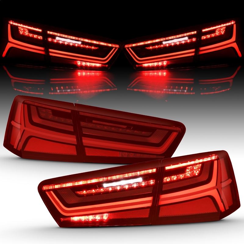 ANZO USA Tail Light Assembly, LED, Red/Clear Lens, Black Housing, 4 PCS, w/Sequential Signal (321353)