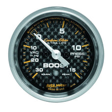 Load image into Gallery viewer, AutoMeter Carbon Fiber 52mm 15 PSI Electronic Boost Gauge (4776)