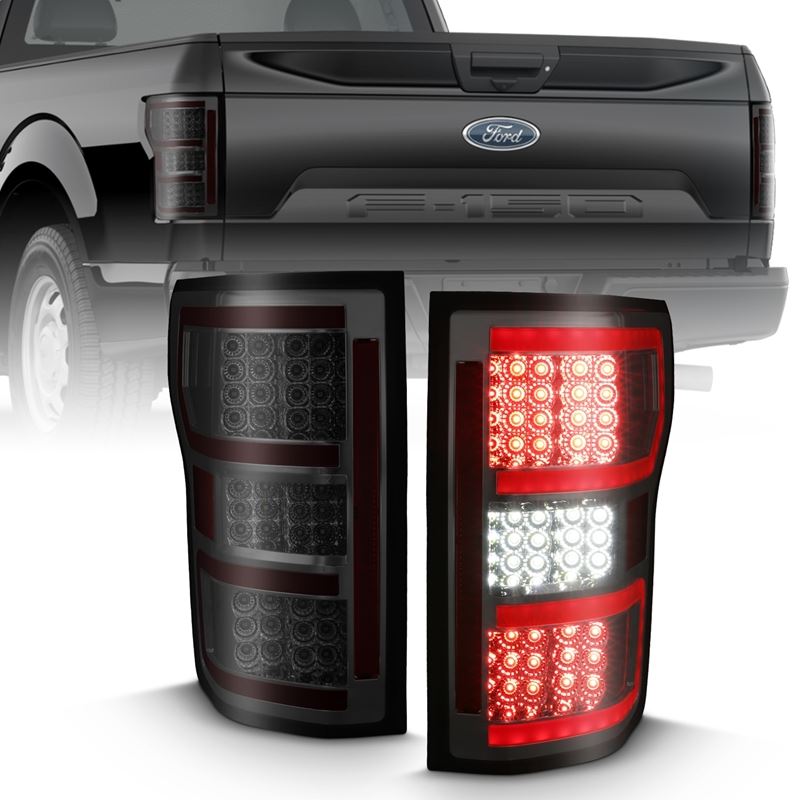 ANZO USA Tail Light Assembly, LED, Clear Lens, Smoke Housing, Red Light Bar, w/Sequential (311315)