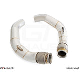 GTHAUS Meistershaft Secondary Down Pipe Section-cat elimination pipes (90mm piping) with Heat Shield Protection; Stainless Steel (BM6413005)