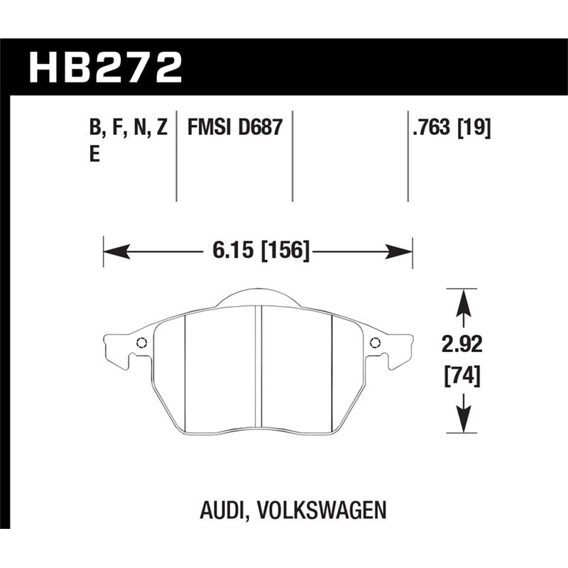 Hawk Performance Performance Ceramic Brake Pads (HB272Z.763A)