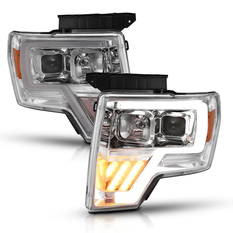 ANZO USA Projector Headlight Set, Clear Lens, Chrome w/Amber Housing, Pair, (111446)