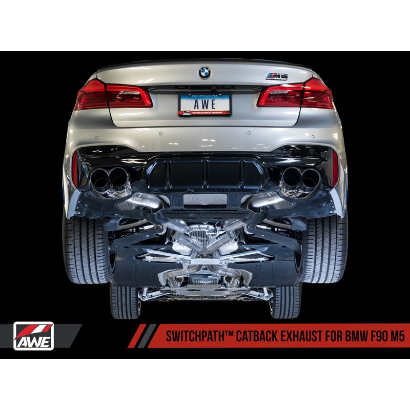 AWE SwitchPath Catback Exhaust for BMW F90 M5 - Diamond Black Tips (3025-43066)