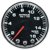 AutoMeter Spek-Pro Gauge Nitrous Press 2 1/16in 1600psi Stepper Motor W/Peak and Warn Blk/Chrm (P32031)