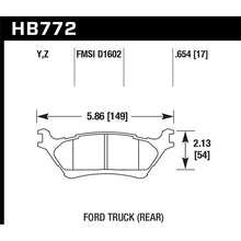 Load image into Gallery viewer, Hawk Performance LTS Brake Pads (HB772Y.654)