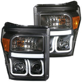 ANZO USA 2011-2015 Ford F-250 Projector Headlights w/ U-Bar Black (111292)