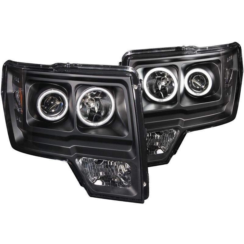 ANZO USA 2009-2014 Ford F-150 Projector Headlights w/ Halo Black (CCFL) (111161)