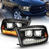 ANZO USA LED Projector Headlight w/Plank Style Switchback Black w/Amber Pair (111464)