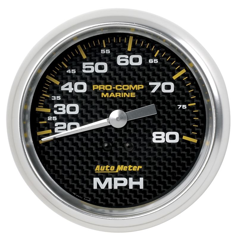 AutoMeter Gauge Speedometer 3-3/8in 80MPH Mechanical Marine Carbon Fiber (200753-40)