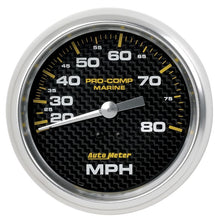 Load image into Gallery viewer, AutoMeter Gauge Speedometer 3-3/8in 80MPH Mechanical Marine Carbon Fiber (200753-40)