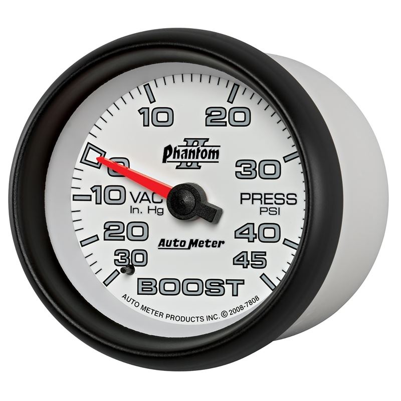 AutoMeter Phantom II 2-5/8in 30INHG-45PSI Phantom Mechanical Boost/Vacuum Gauge (7808)