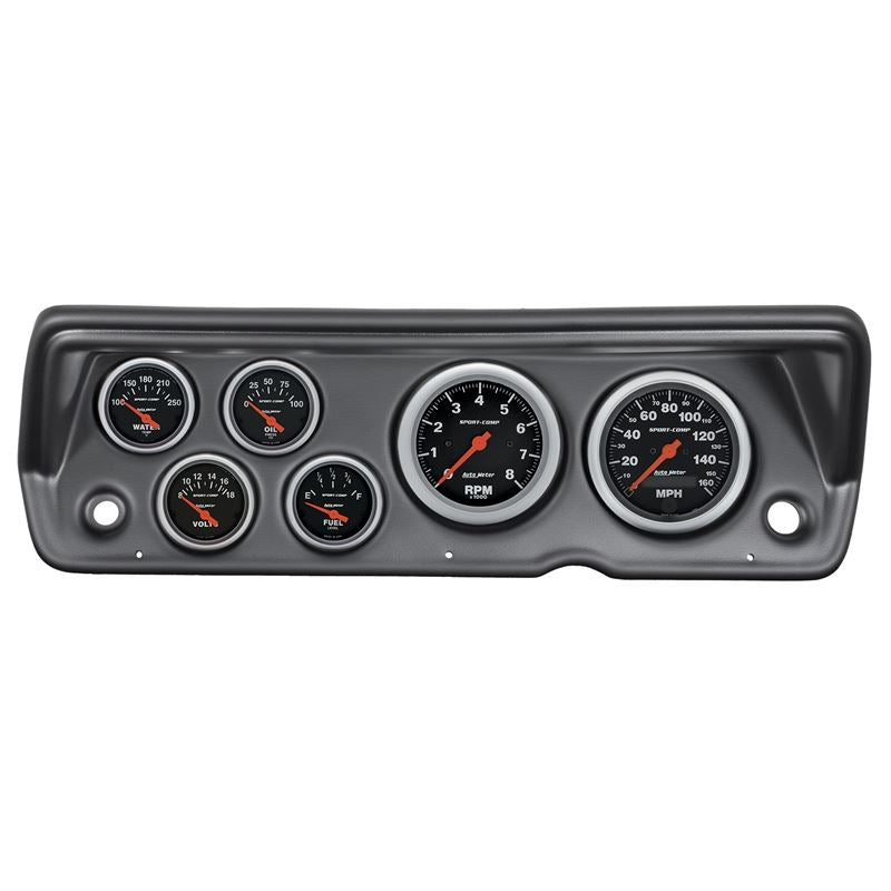 AutoMeter Sport-Comp 70-76 Duster/ Demon/ Dart Dash Kit 6pc Tach / MPH / Fuel / Oil / WTMP / Volt (7031-SC)