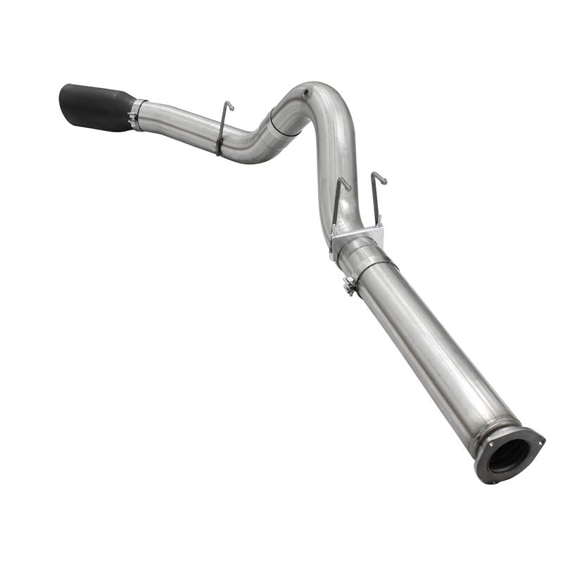 aFe Large Bore-HD 5 IN 409 Stainless Steel DPF-Back Exhaust System w/Black Tip (49-43064-B)