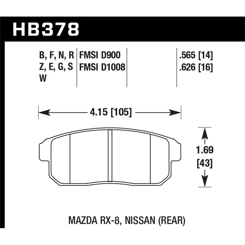 Hawk Performance HPS 5.0 Brake Pads (HB378B.565)