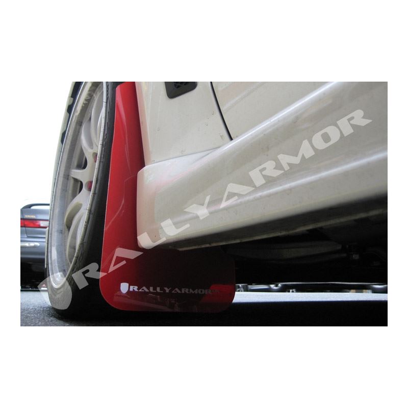 Rally Armor Red Mud Flap/White Logo for 2008-2015 Mitsubishi Lancer (MF10-UR-RD/WH)