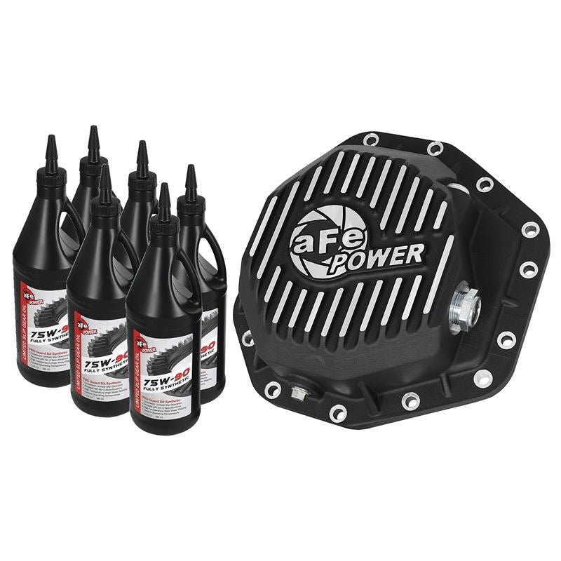 aFe Pro Series Rear Differential Cover Black w/ Machined Fins and Gear Oil (46-70352-WL)