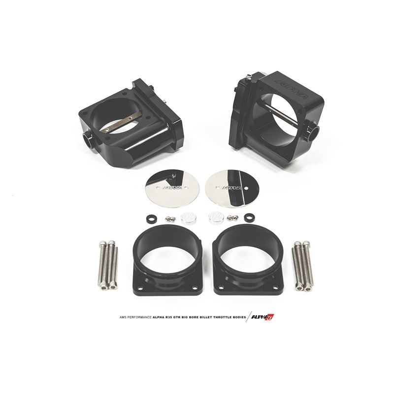 ALPHA R35 GT-R Big Bore Billet Throttle Bodies - TB Set w/ Std Hose Flanges (ALP.07.08.0006-3)